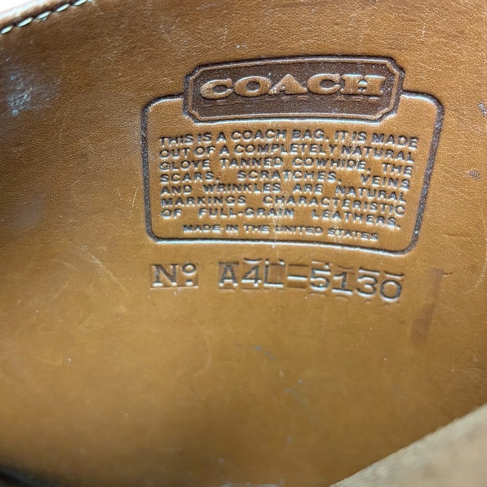Coach Vintage 9850 Station Bag British Tan Leather Crossbody Satchel Brass 90s - Picture 9 of 10